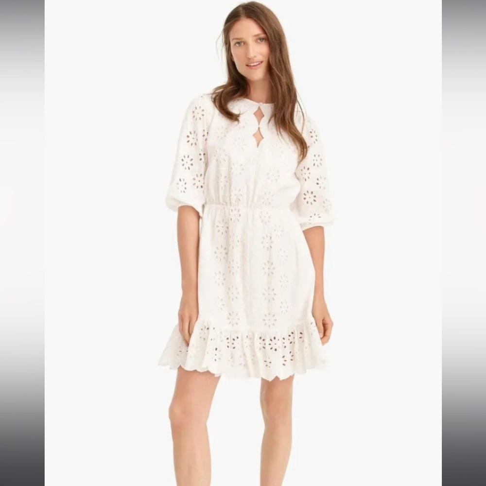 J. Crew Eyelet White Dress